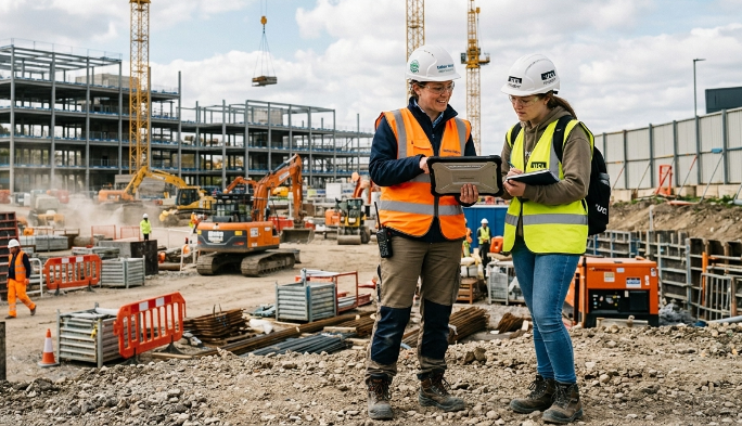 Construction professionals working together on a project